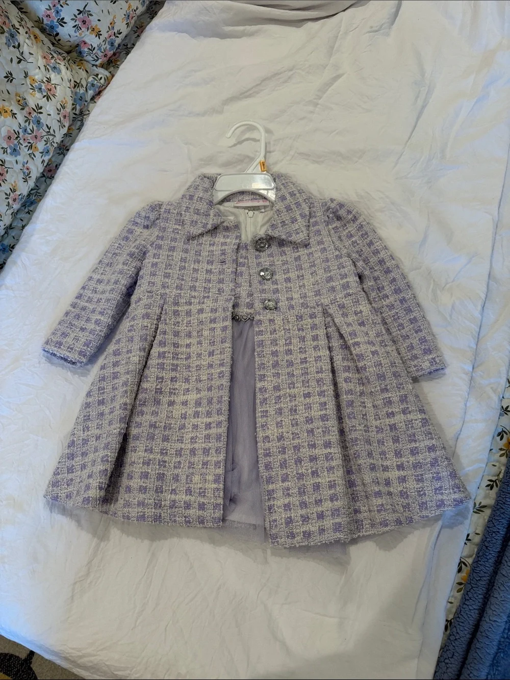 Bonnie Baby Lavender Tweed Pea Coat - Soft Purple